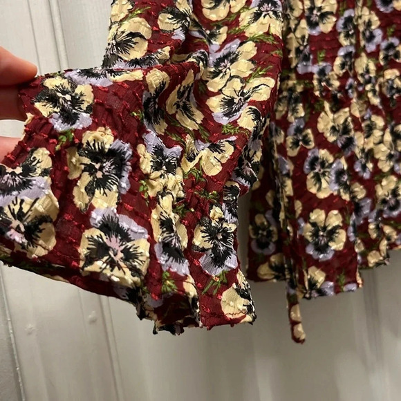 Madewell Viola floral pansy drawstring ruffled peplum top - Picture 3 of 8